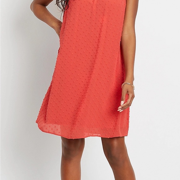 NWT‼️Red Ruffled Mock Neck Shift Dress - Picture 4 of 4